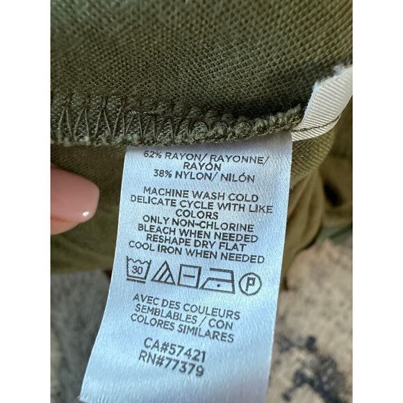 Olive Green Midi Shirt Dress with Belt Roll Tab Sleeve Career Casual - Picture 9 of 10